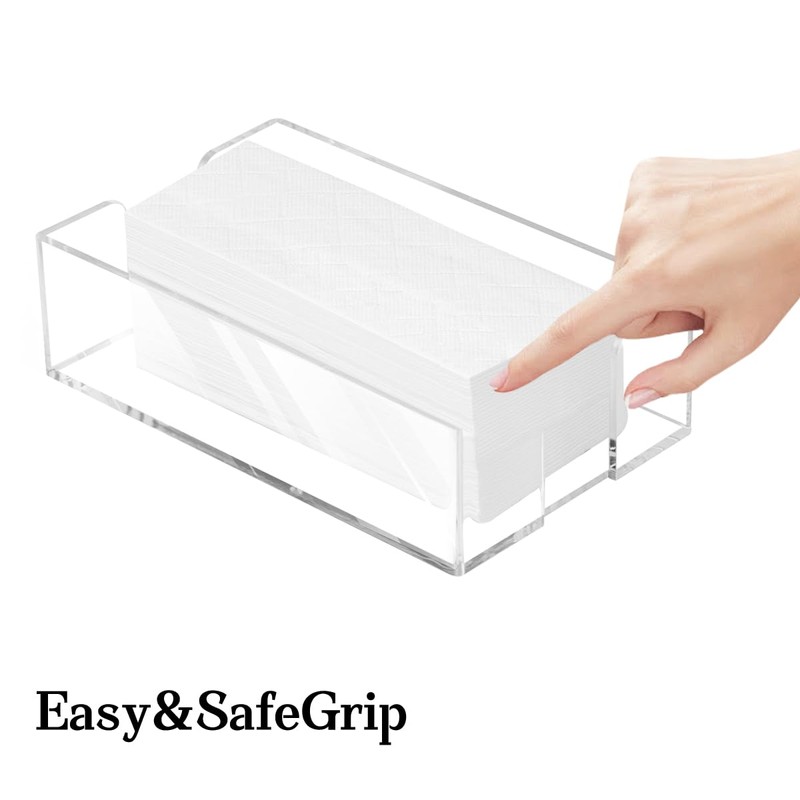 Acrylic Napkin Holder, Clear Modern Design, Countertop Napkins Dispenser, Flat