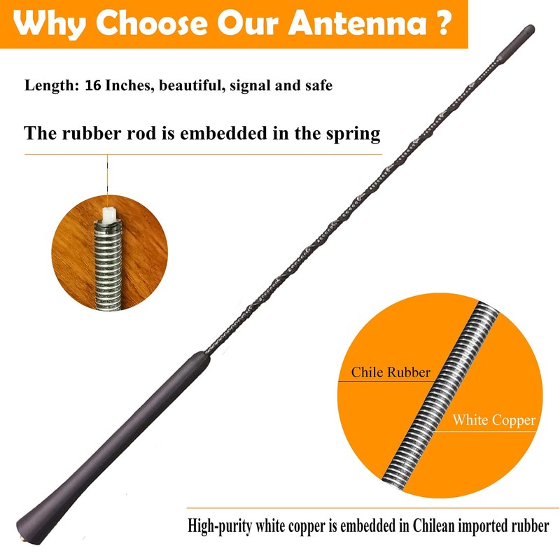 16 Inch Flexible Rubber Antenna Replacement Mast for Mini Cooper