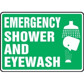 Accuform "Emergency Shower and Eyewash" Safety Sign, Accu-Shield™, 10 x 14 Inches (MFSD550XP)