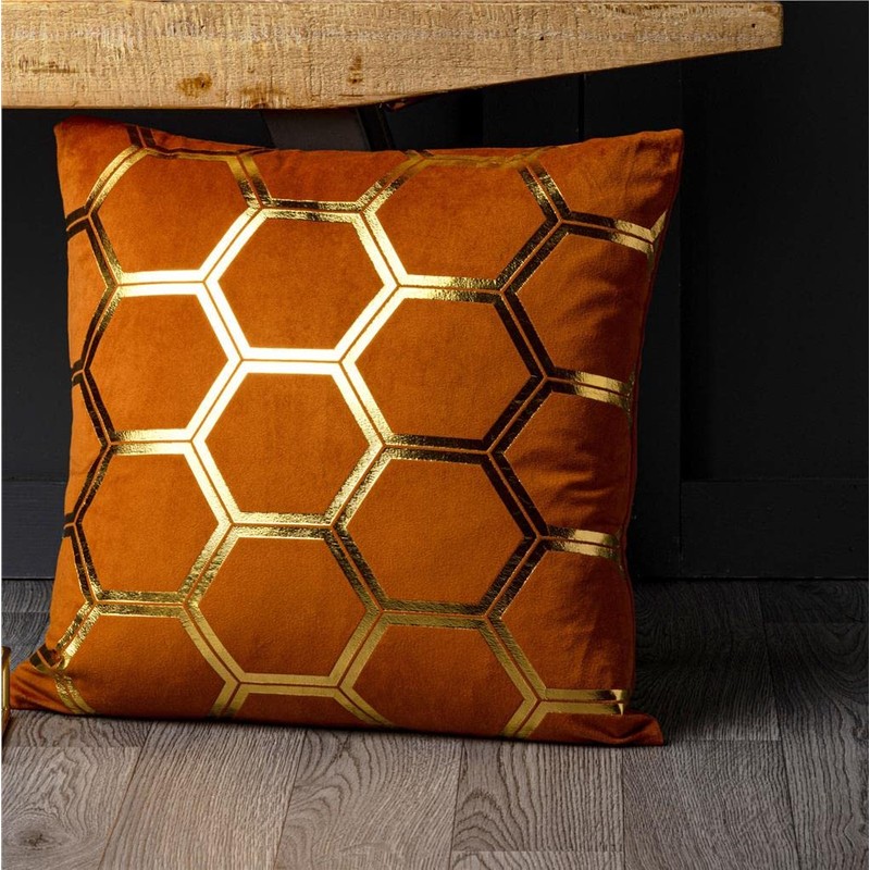 Red Rainbow 4 Pack of Gold Metallic Velvet Cushion Covers