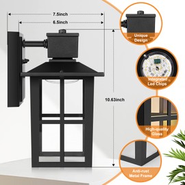 Brightever LED Outdoor Wall Lights, 10W 3000K/4000K/6500K Selectable, 800LM High Brightness Black Exterior Light Fixture with Clear Glass Shade, Waterproof Outdoor Wall Lanterns for Patio, 1 Pack