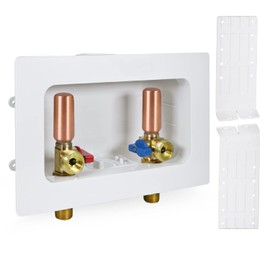 Highcraft TC300-UI Washing Machine Outlet Box with Hammer Arrestors 1/2'' MIP/SWT White ABS