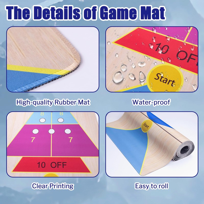 11.8’L Shuffleboard, Curling and Bowling 3 in 1 Board Game