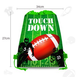 CC HOME - Paquete de 12 bolsas de fútbol con cordón, para regalo de fútbol, bolsas de regalo de caramelo, bolsas de regalo de fiesta de fútbol para niños y niñas, fiestas de cumpleaños, decoración de bebé, temática de fútbol, 10.6 x 13.4 pulgadas