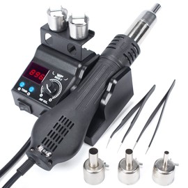WEP 8858-V Hot Air Rework Station Kit with Compact Size, Integrated Nozzle Holder, 3 Nozzles, 2 Tweezers, Adjustable Temperature& Air Volume, PID Program, °C/°F Conversion and More