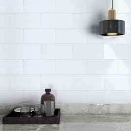 M MOFIT Subway Tile Peel and Stick Backsplash for Kitchen Polished,Individual Tile Stickers Large Wall Tiles Waterpoof Bathroom CM 10x20(White 23 PCS)