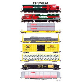 Ferromex TTX Freight Train 11"x17" Poster by Andy Fletcher signed