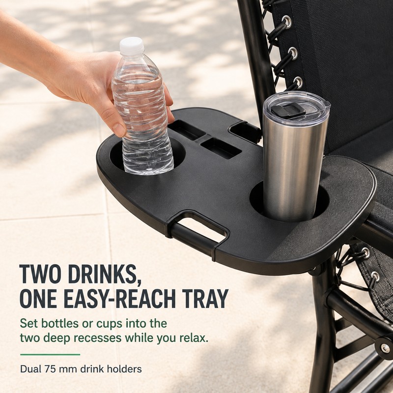 Recliner Chair Side Tray for Outdoor Relaxing – Dual Drink