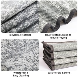 8'x 10' Outdoor Rug,Waterproof Reversible Patio Rugs,8x10 ft Plastic Straw Outdoor Carpet Foldable Plastic Camping Mat for Outside RV, Patio,Picnic,Camper,Balcony,Porch(Deep Gray)