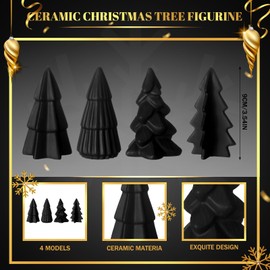 Nuenen 8 Pcs Ceramic Christmas Tree Porcelain Christmas Tree Winter Xmas Trees Mini Stoneware Trees for Mantle Table Shelf Living Room Bedroom Cabinets Office Desktop (Classic,Black)