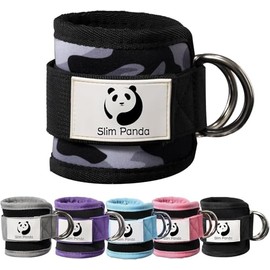 Slim Panda 1 Pair of Fitness Foot Straps Cable Pull, Ankle Straps, Adjustable Foot Cuffs Cable Pull with Double D-Rings and Neoprene Support