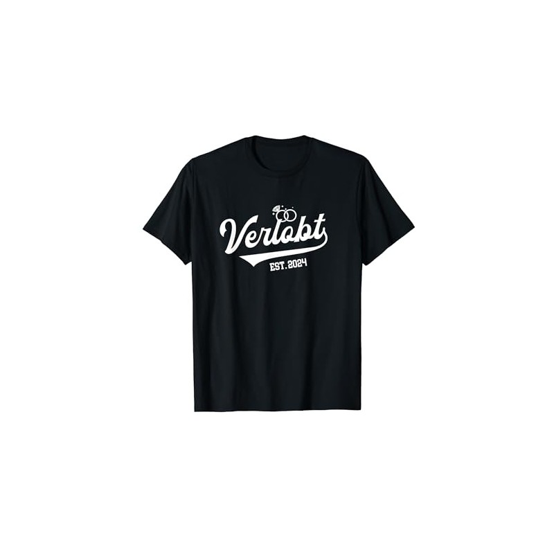 Engaged 2024 Wedding Proposal Engagement Girlfriend Fiancee T-Shirt, black