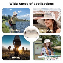 LINSOCLE Sun Hat Women Men Summer Hat Women Sun Hats for Women Wide Edge Foldable Camping Hat Hiking Hat Breathable Adjustable Head Circumference UV Protection Absorbs Sweat, cream-coloured, Unit size