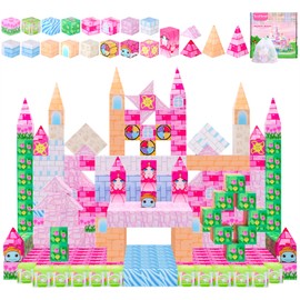 Magnetic Block-122PCS Magnetic Building Blocks Magnet Cube Sets,Castles Building Toys for Kids Girls Age 3+,Upgraded Construction Learning Toys STEM Sensory Christmas Birthday Gifts(1 inch)