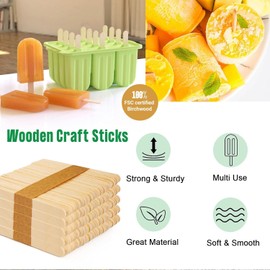 Jumbo Lollipop Sticks - 200pcs Large Smooth Wooden Craft Sticks, Durable Versatile Sticks Perfect for DIY Crafting, Painting, Mixing, Plant Labels(115mm x 10mm)