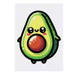 'Cute Kawaii Avocado' Temporary Tattoo - Water Resistant, Skin-Safe, Non-Toxic Transfer (TO00075809)