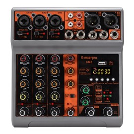 K-mxerpro 5 Channel Professional Audio Mixer Console Sound Board with 48V Phantom Power,USB Audio Interface for Live Show,Streaming Recording Music Stage Karaoke