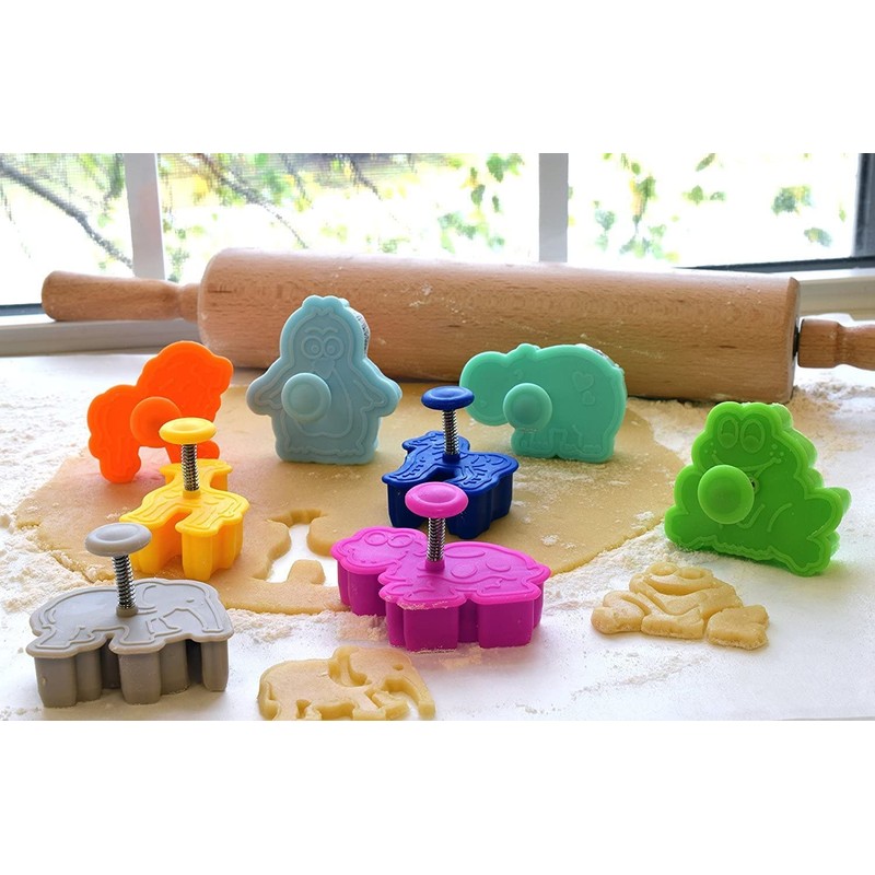 R&M International 0434 Party Animals Pastry/Cookie/Fondant Stamper Set, Assorted Designs,