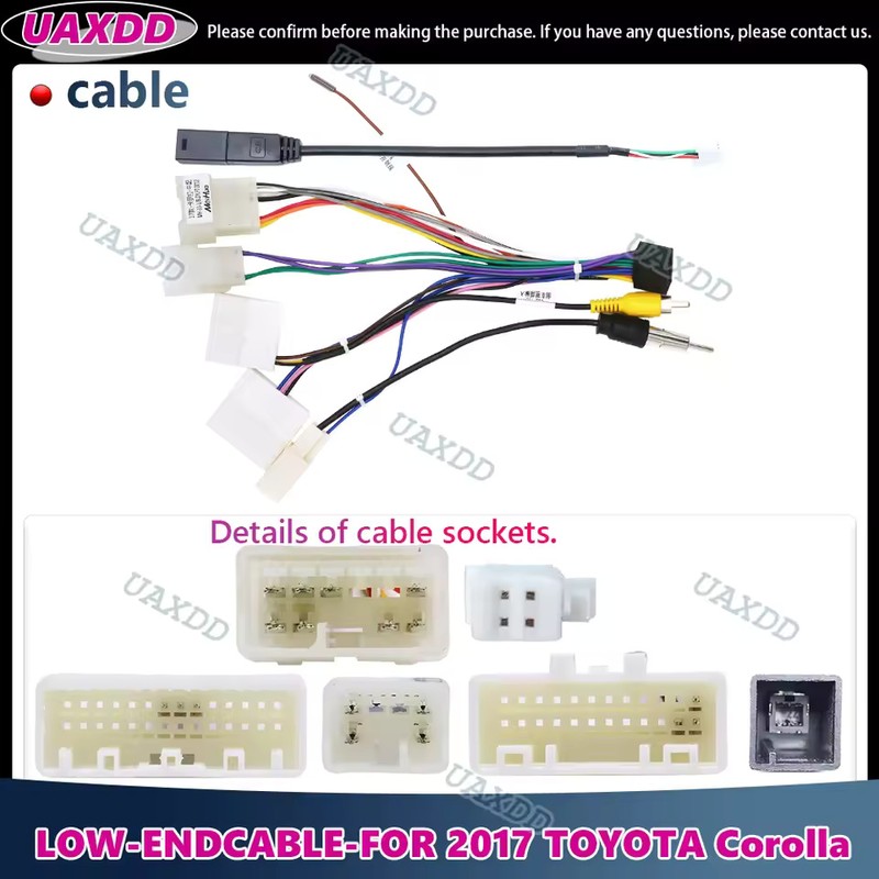 2-Pack Toyota Low-End Car Stereo Wiring Harness Cables, Multiple Vehicle-Specific