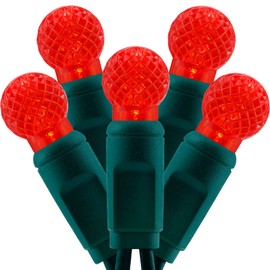 YULETIME Red One-Piece G12 LED Christmas Lights, Total 48 Feet 140 Count 2 Strands 24ft 70ct Waterproof Raspberry String Light (Red)