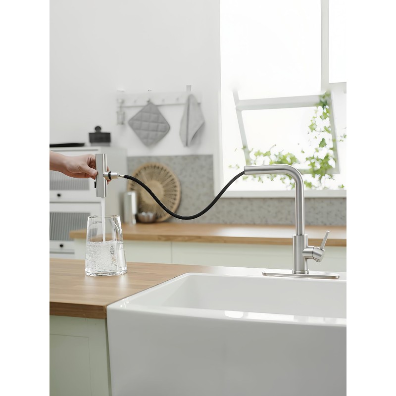 Kitchen Faucets with Pull Down Sprayer,Waterfall Kitchen Sink Faucet,Commercial Utility