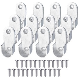 12PCS Wardrobe Rail Bracket, Wardrobe Pole Fittings, Closet Pole Socket with Screw, U-Shaped Open Design, Thickened Zinc Alloy Materail, for Bedroom, Bathroom, Kitchen, Home, Shop(Silver)