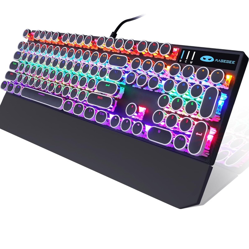 Camiysn Typewriter Style Mechanical Gaming Keyboard, Black Retro Punk Gaming