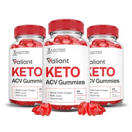 Justified Laboratories (3 Pack) Valiant Keto ACV Gummies Advanced Formula 1000MG Valant Keto Gummies Apple Cider Vinegar Formulated with Pomegranate Beet Juice Powder B12 Vegan Non GMO 180 Gummys