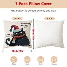 Cirzone Cat Mom Gifts Cat Lover Gifts for Women Black Cat Themed Christmas Pillow Cover 18 x 18 Best Funny Cat Mom Gifts for Bedroom Sofa Home Decoration