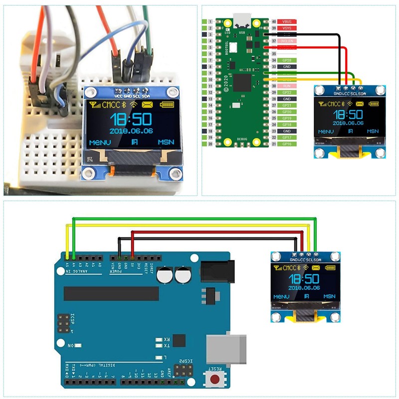 QIQIAZI 0.96 Inch OLED Display I2C Module, 5 Pieces I2C