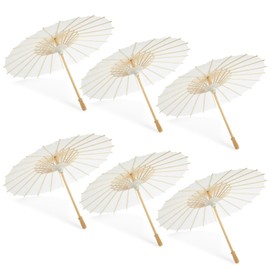 Juvale Paper Parasols (Set of 6) - Made of Paper - Ideal for Crafts, Painting - White, 15.7" - SALE