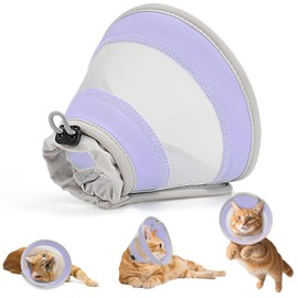 Breathable Air Mesh Cat Cone Collar Soft to Stop Licking, Adjustable, Foldable Lightweight Kitten Cones After Surgery Recovery for Cats & Kittens (Light Purple, S)