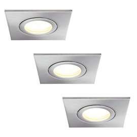 HCFEI Set of 3 LED Recessed Spotlights 5 W Dimmable Flat Square IP44 Bathroom 230 V Outdoor Spot Warm White 3000 K