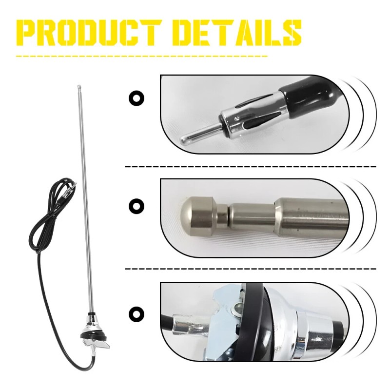 Greatautopartsauxi 3 Section Retractable Vintage Style AM/FM Car Radio Antenna