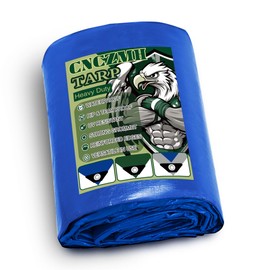 CNCZMH Heavy Duty Tarp Waterproof, 16 Mil Thick Finished Size Tarps Outdoor, Multipurpose Tarpaulin Cover, Large Tarp for Emergency Rain Shelter Camping (Blue, 18x24ft)