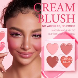 Cream Blush Palette,Contour and Highlight Blush Palette | Blendable Cosmetics Make Up for Dating Event Vacation Travel Wedding