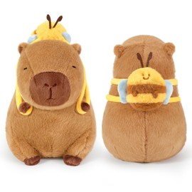 Ditucu Cute Capybara Plush with Bee Backpack Kawaii Capibara Stuffed Aniamls Toys Plushies Gifts for Kids Brown 13 inch