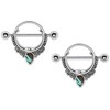 Pierced Owl Stainless Steel Abalone Teardrop Ornate Nipple Shields, Sold