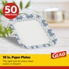 Glad Square Disposable Paper Plates, Blue Victorian Pattern - Strong,