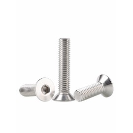 M6-1 x 16mm Flat Head Socket Cap Screws Bolts, Stainless Steel 18-8 (304), Bright Finish, Allen Socket Drive,Machine Screws Inner Hex Screw Fasteners Bolts (30pcs)