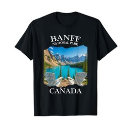 Rocky Mountains Moraine Lake Flag Statement Artwork T-Shirt