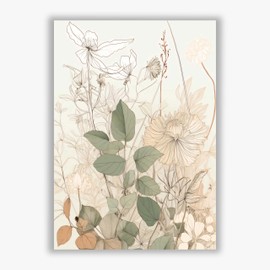 Spiffing Prints Whispering Botanicals No.6 – Delicate Botanical Print in Blush and Green - Small - Unframed