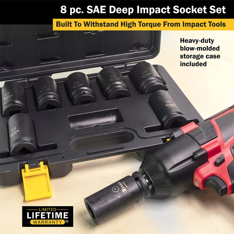 Titan 44300 8-Piece 3/4-Inch Drive SAE Deep Impact Socket Set