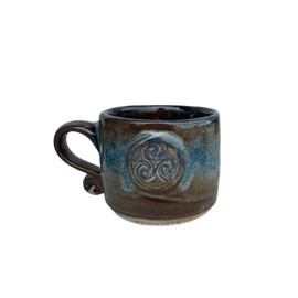 Colm de Ris Irish Triskele Celtic Pottery Mug Made in Ireland Handcrafted Ceramic Celtic Kitchen Accessory 3'x4', medium, Cobalt Blue