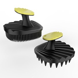 RVHWQI Bath and Shampoo Exfoliator Scrubber Set, Silicone Body Scrubber for Use in Shower, Scalp Massager Hair Brush for Hair Growth (Black)