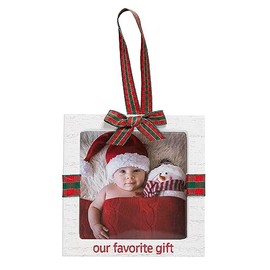 Little Holly Our Favorite Gift Photo Ornament, Baby's First Christmas, Newborn Holiday Keepsake, Wooden Picture Frame Hanging Ornament