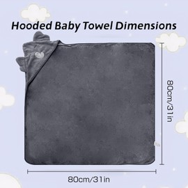 HiABsee Baby Towels with Hood Ultra Soft Hooded Baby Towels Newborn, Unique Animal Design Baby Bath Towel for Boy and Girl, Grey Elepangt 01