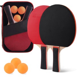 BBWELL Premium Table Tennis Bat Set, Professional Table Tennis Set with 2 Table Tennis Bats, 3 Table Tennis Balls and Carry Bag, Table Tennis Set Ideal for Beginners, Professionals and Family