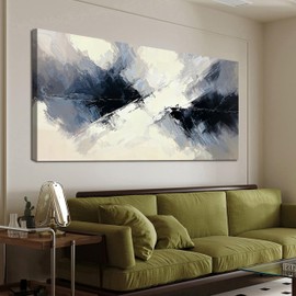 Abstract Canvas Wall Art Decor Abstract Canvas Art Wall Decor Large Black and White Wall Art Decorations Wall Pictures for Living Room Modern Minimalist Wall Art Prints Home Office Wall Decor 24"X48"