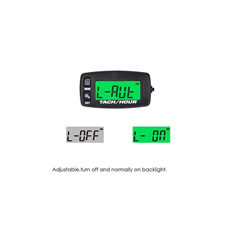 Jayron JR-HM032A Self Powered Digital Tach/Inductive/Maintenance/Waterproof/Backlit/Shutdown Hour Meter,Battery Replaceable,for Lawn